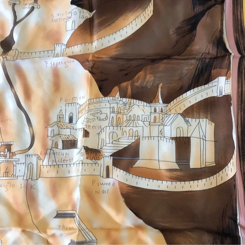 Ancient Rome Vintage Tan Silk Scarf